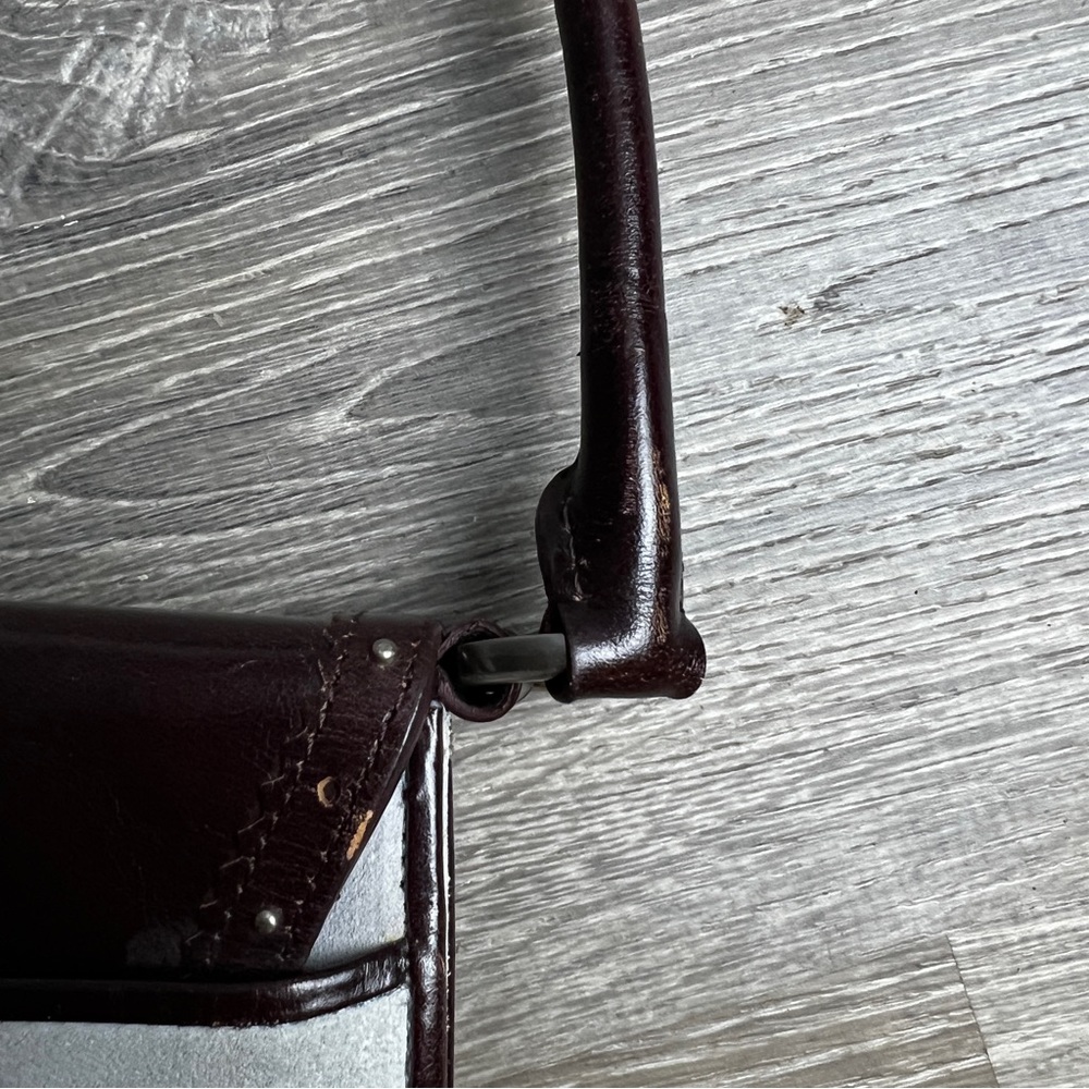 Anne Taylor Y2K Mini Baguette Bag Gray and Brown Suede and Leather - Picture 15 of 16